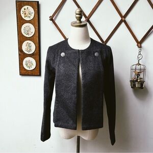Vintage Wool & Alpaca Cropped Charcoal Grey Jacket